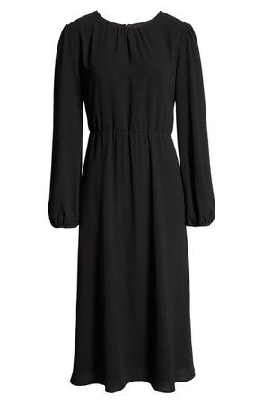 Halogen® Long Sleeve Midi Dress (Regular & Petite) black