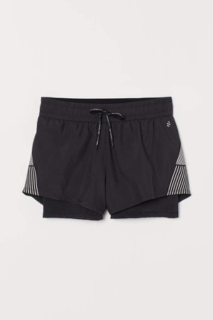 Double-layer Running Shorts - Black