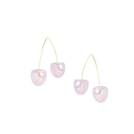 Iridescent Double Cherry Drop Earrings - Lilac | I'MMANY LONDON | Wolf & Badger