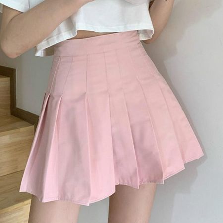 soft pink pleated skirt