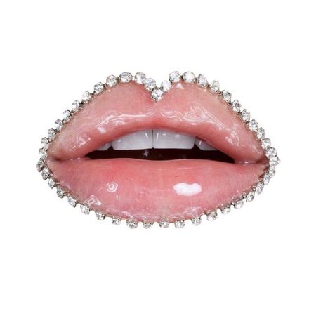 rhinestone covered lips pink aesthetic