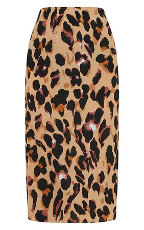 Leopard Print Midi Skirt - Midi Skirts - Skirts - Clothing | PrettyLittleThing
