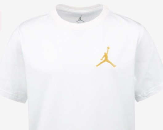 white and gold Jordan shirt