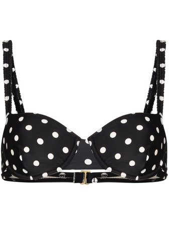 Shop black & white Peony Holiday balconette polka-dot bikini top with Express Delivery - Farfetch