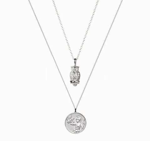 silver athena owl and pendant necklaces