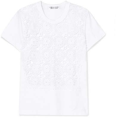 Crocheted Cotton And Jersey T-shirt - White