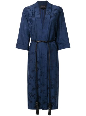 Shanghai Tang Bamboo Jacquard Satin Kimono Robe V2WRO137CW Blue | Farfetch