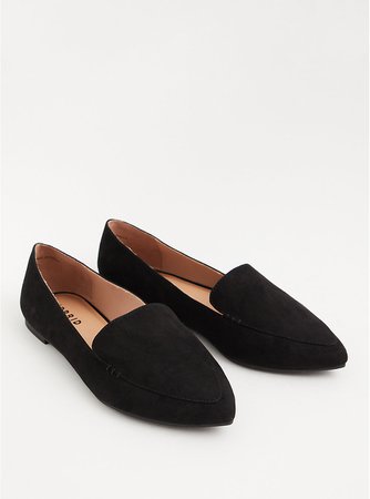 Plus Size - Black Faux Suede Pointed Toe Loafer (WW) - Torrid