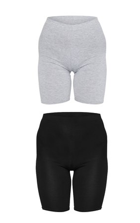 Black And Grey Basic Cycle Short 2 Pack | PrettyLittleThing