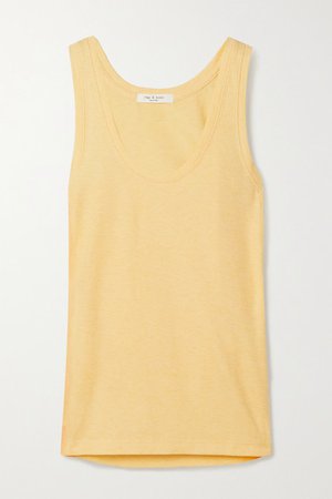Ribbed Cotton And Modal-blend Tank - Pastel yellow