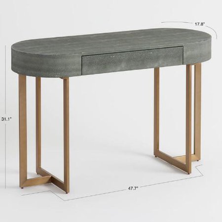 Oval Gray Faux Shagreen Katy Desk | World Market