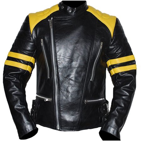 Black & Yellow Men's Leather Motorcycle Jacket