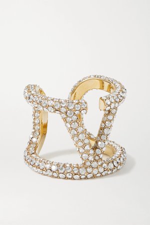 Gold Valentino Garavani gold-tone crystal ring | Valentino | NET-A-PORTER