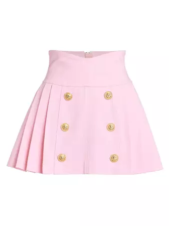 Shop Balmain Double-Breasted Denim Miniskirt | Saks Fifth Avenue