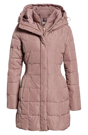 Cole Haan Hooded Down & Feather Jacket mauve