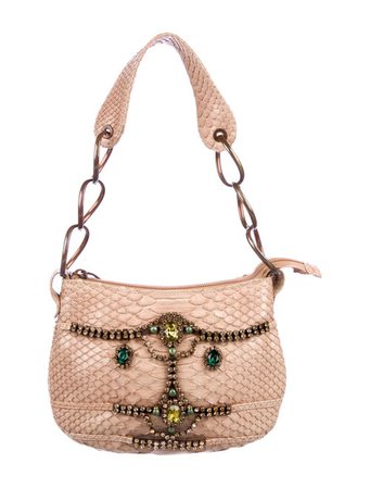 Herve Leger Crystal Embellished Python Handle Bag - Handbags - HEV41413 | The RealReal