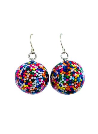 fun earrings colorful rainbow ball quirky