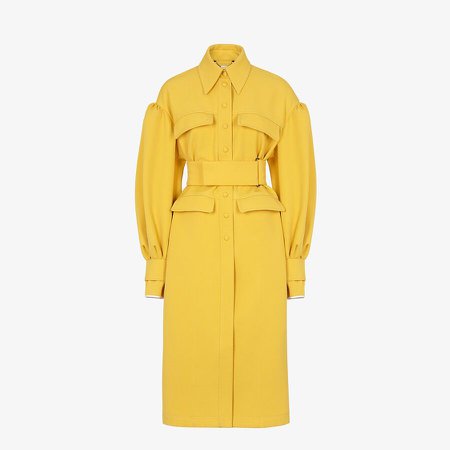 Yellow gabardine coat - COAT | Fendi