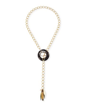 Akola Black Horn & Lariat Chain Necklace