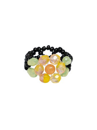 [SWINGSET] Seasonless Retro Flower Beads Ring (Black) – SellerWork