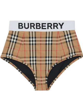 Burberry Logo Tape Vintage Check Bikini Bottoms Ss20 | Farfetch.com