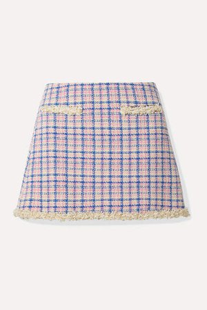 The THE Frayed Checked Cotton-tweed Mini Skirt - Ivory