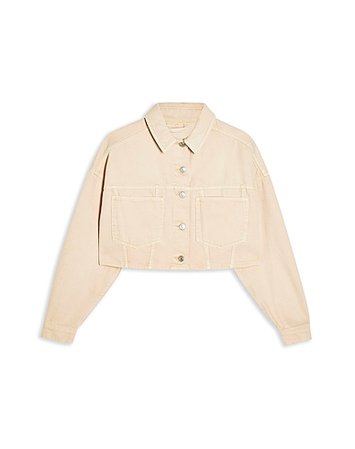 Topshop Sand Denim Cropped Jacket - Denim Jacket - Women Topshop Denim Jackets online on YOOX United States - 42799971PQ