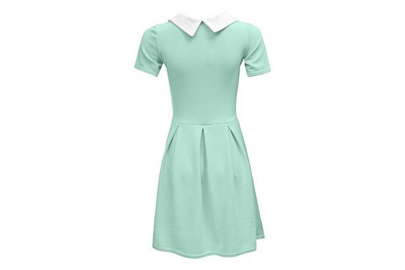 Mint green Skater dress with white collar
