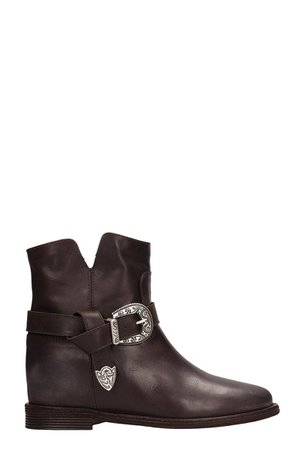 Via Roma 15 Browne Leather Ankle Boots