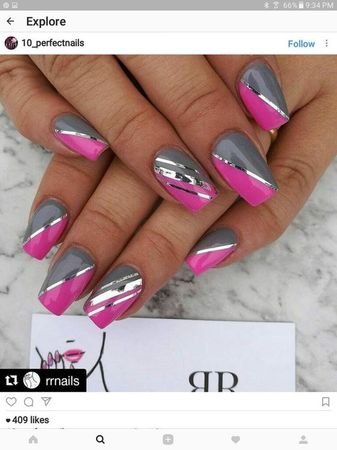 gray and pink nails #nails Check more at http://nail.adebisi.club/2019/06/25/gray-and-pink-nails/