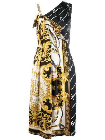 Versace Vestido Asimétrico Con Estampado V Barocco - Farfetch
