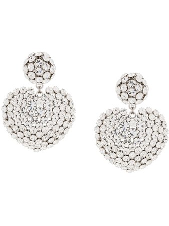 Silver Alessandra Rich Oversized Heart Charm Earrings | Farfetch.com
