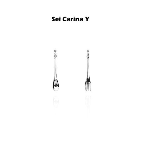 Sei Carina Y personality asymmetrical knife and fork earrings female niche design sense all-match temperament earrings new trend
