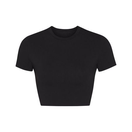 Cotton Jersey Super Cropped T-Shirt - Soot | SKIMS