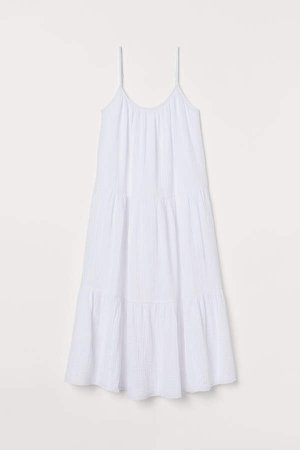 Crinkled Cotton Dress - White