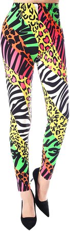 SATINIOR Soft Printed Leggings 80s Style Neon Leggings Pants with Assorted Designs for Women and Girls (L-XL, Color 17) at Amazon Women’s Clothing store