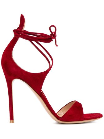 Red Gianvito Rossi Thin Ankle Strap Sandals | Farfetch.com