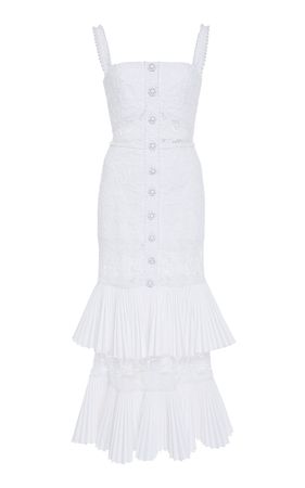 Lyssa Tiered Ruffled Cotton-Blend Lace Midi Dress by Alexis | Moda Operandi