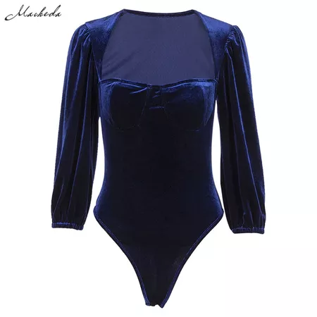 Macheda 2018 Sexy Women Bodysuit Blue Long Sleeve Romper Playsuit Elegant Slim Body Suit Skinny Solid Casual Jumpsuit New-in Bodysuits from Women's Clothing on Aliexpress.com | Alibaba Group