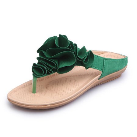 Women Beach Soft Suede Flower Flip Flops Flat Slippers Online - NewChic