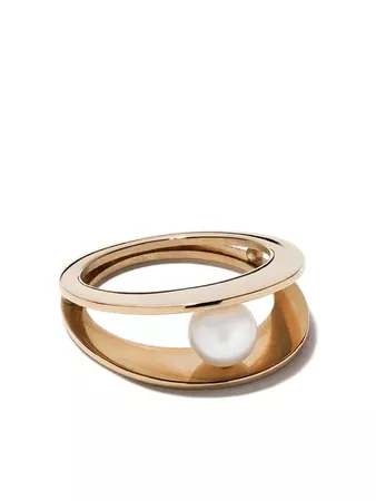 Lia Di Gregorio 18kt yellow gold Between Akoya pearl ring $2,310 - Buy Online SS19 - Quick Shipping, Price