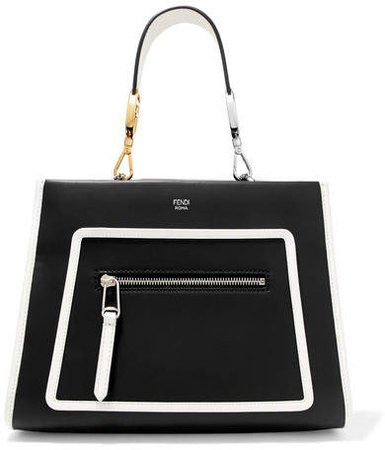 Runaway Small Two-tone Leather Tote - Black