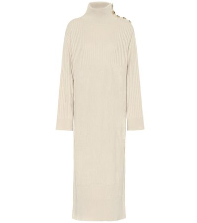 Ribbed wool-blend sweater dress