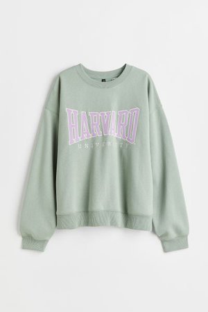 Printed Sweatshirt - Dusky green/Harvard - Ladies | H&M US