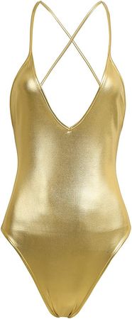Amazon.com: Sholeno Women One-Piece Shiny Leather V Neck High Cut Leotard Bodysuit Swimsuit Teddies: Clothing, Shoes & Jewelry