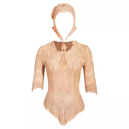 A/W 1994 Vivienne Westwood Peach Knit Top and Hat Set For Sale at 1stDibs