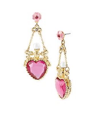 Gold Pink Heart Jewel earrings jewelry