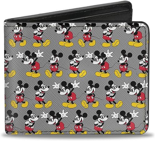 Amazon.com: Buckle-Down Men's Disney Wallet, Bifold, Nerdy Mickey Mouse 3 Pose Stripe Gray, Vegan Leather, Multicolor, Standard Size : Clothing, Shoes & Jewelry