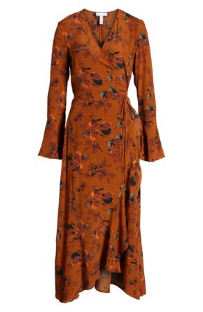 Leith Bell Sleeve Wrap Midi Dress (Regular & Plus Size) | Nordstrom