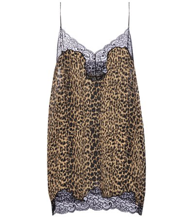 SAINT LAURENT Leopard-print lace and silk minidress